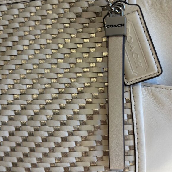 Coach Park Woven Leather Zip Top Tote - Picture 3 of 5